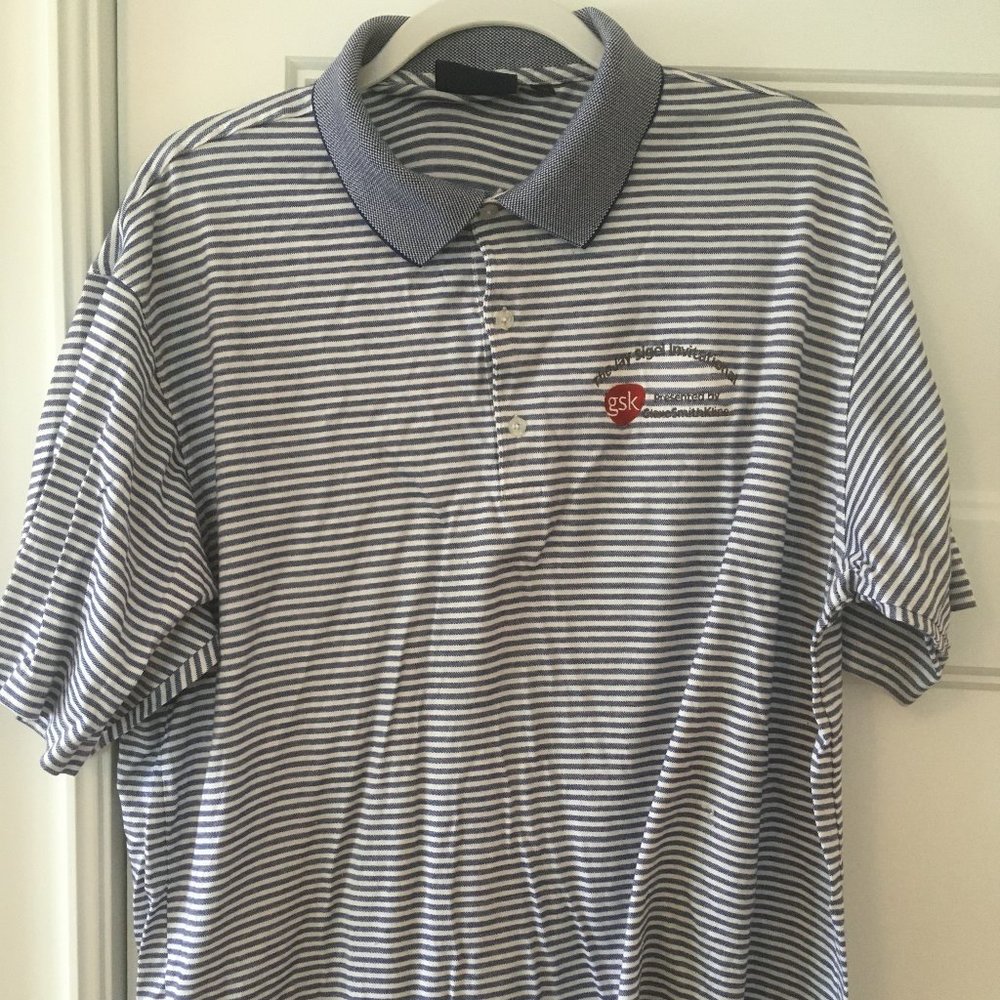 Bobby Jones Polo Shirt Blue Stripe Size L